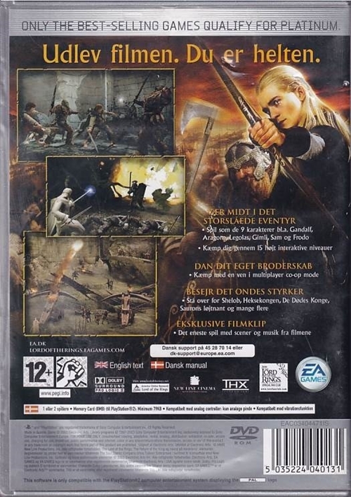 Ringenes Herre - Kongen vender tilbage - PS2 Platinum - mangler manual (B Grade) (Genbrug)